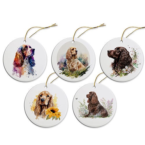 Dog Breed Specific Round Christmas Ornament, &quot;Cocker Spaniel&quot;