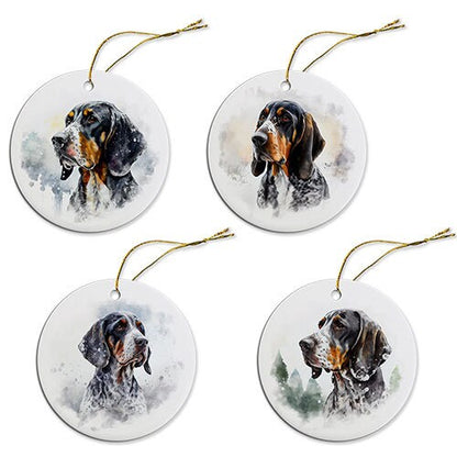 Dog Breed Specific Round Christmas Ornament, &quot;Coonhound&quot;