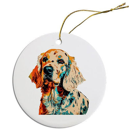 Dog Breed Specific Round Christmas Ornament, "English Setter"