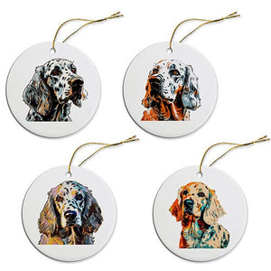 Dog Breed Specific Round Christmas Ornament, &quot;English Setter&quot;