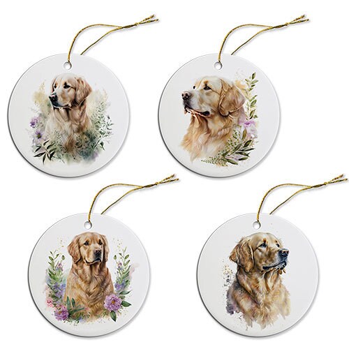 Dog Breed Specific Round Christmas Ornament, &quot;Golden Retriever&quot;