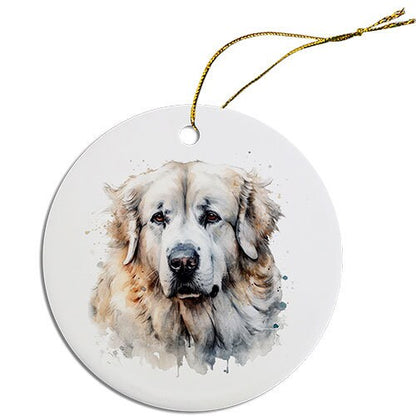 Dog Breed Specific Round Christmas Ornament, "Great Pyrenees"