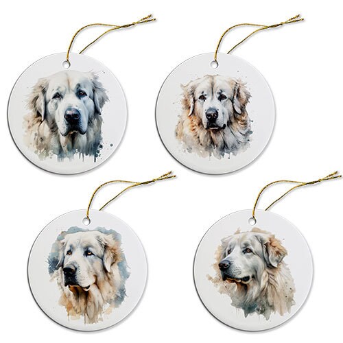 Dog Breed Specific Round Christmas Ornament, &quot;Great Pyrenees&quot;