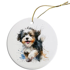 Dog Breed Specific Round Christmas Ornament, "Havanese"