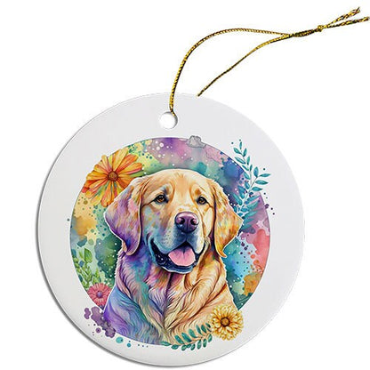 Dog Breed Specific Round Christmas Ornament, "Labrador"