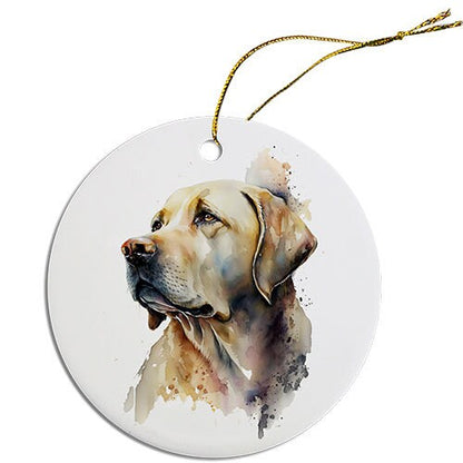 Dog Breed Specific Round Christmas Ornament, "Labrador"