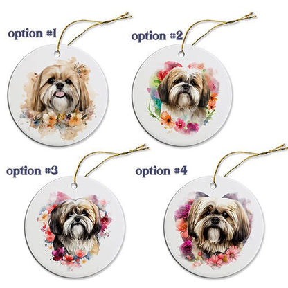 Dog Breed Specific Round Christmas Ornament, "Lhasa Apso"