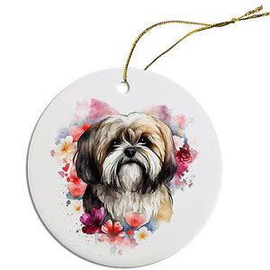 Dog Breed Specific Round Christmas Ornament, "Lhasa Apso"