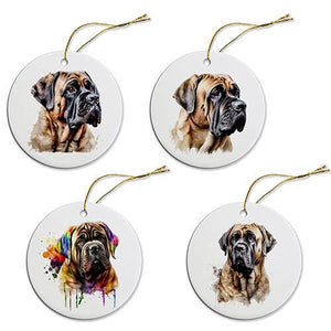 Dog Breed Specific Round Christmas Ornament, &quot;Mastiff&quot;