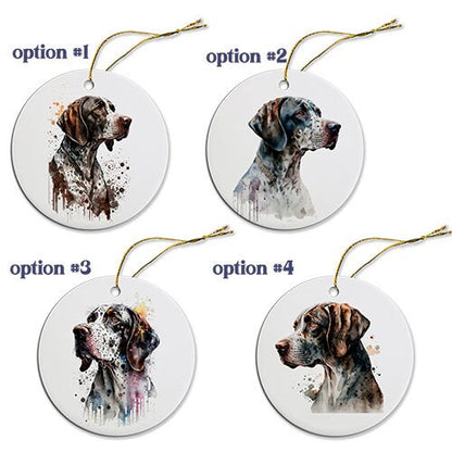 Dog Breed Specific Round Christmas Ornament, "Pointer"