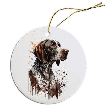 Dog Breed Specific Round Christmas Ornament, "Pointer"