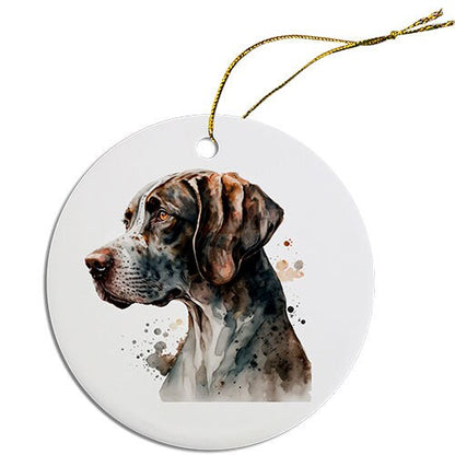 Dog Breed Specific Round Christmas Ornament, "Pointer"