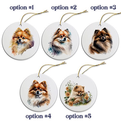Dog Breed Specific Round Christmas Ornament, "Pomeranian"