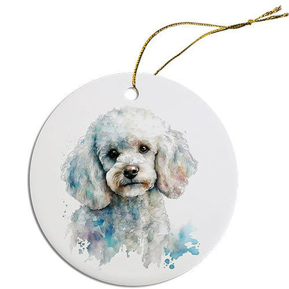 Dog Breed Specific Round Christmas Ornament, "Poodle"