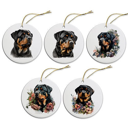 Dog Breed Specific Round Christmas Ornament, &quot;Rottweiler&quot;