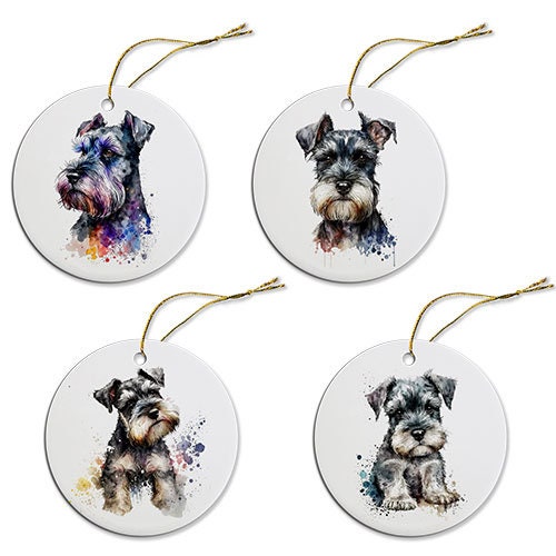 Dog Breed Specific Round Christmas Ornament, &quot;Schnauzer&quot;