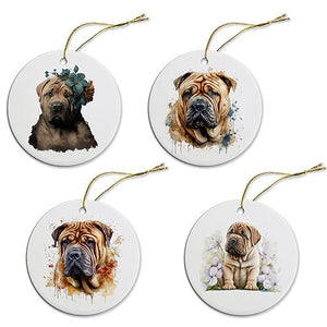 Dog Breed Specific Round Christmas Ornament, &quot;Shar-Pei&quot;