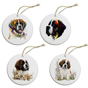 Dog Breed Specific Round Christmas Ornament, &quot;St. Bernard&quot;