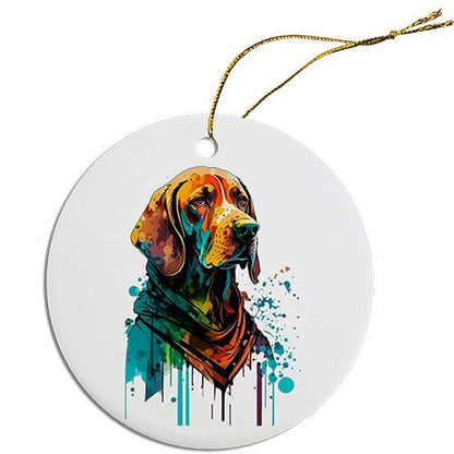 Dog Breed Specific Round Christmas Ornament, "Viszla"