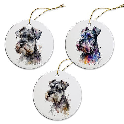 Dog Breed Specific Round Christmas Ornament, &quot;Miniature Schnauzer&quot;