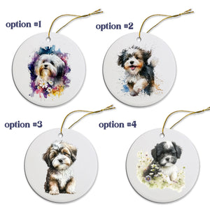 Dog Breed Specific Round Christmas Ornament, "Havanese"