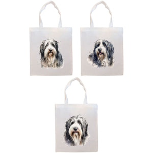 Canvas Tote Bag, Zippered With Handles & Inner Pocket, &quot;Bearded Collie&quot;