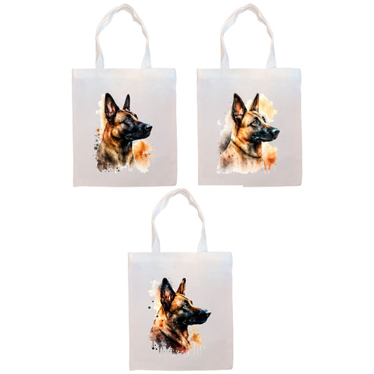 Canvas Tote Bag, Zippered With Handles & Inner Pocket, &quot;Belgian Sheepdog&quot;