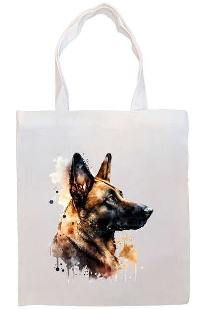 Canvas Tote Bag, Zippered With Handles & Inner Pocket, "Belgian Sheepdog"