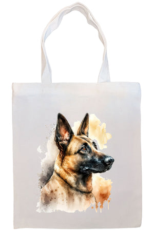 Canvas Tote Bag, Zippered With Handles & Inner Pocket, "Belgian Sheepdog"