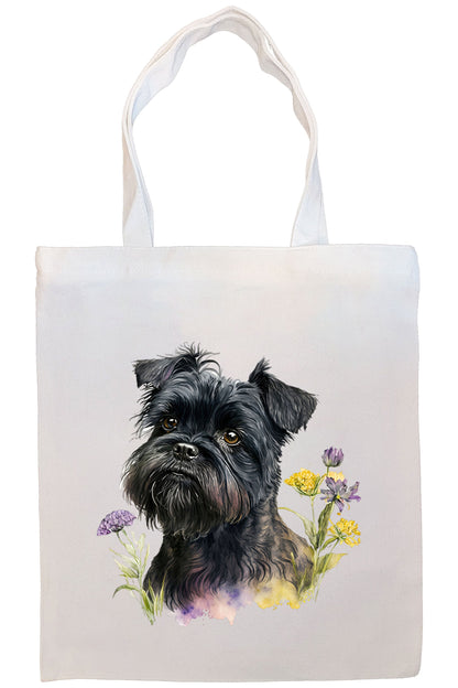 Canvas Tote Bag, Zippered With Handles & Inner Pocket, "Affenpinscher"