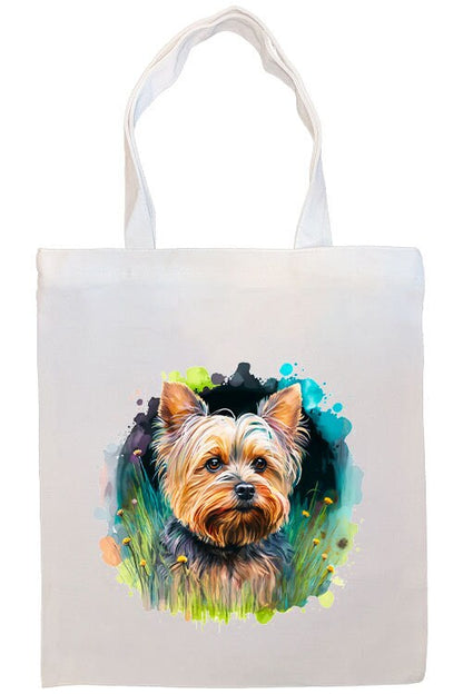 Canvas Tote Bag, Zippered With Handles & Inner Pocket, "Yorkie"