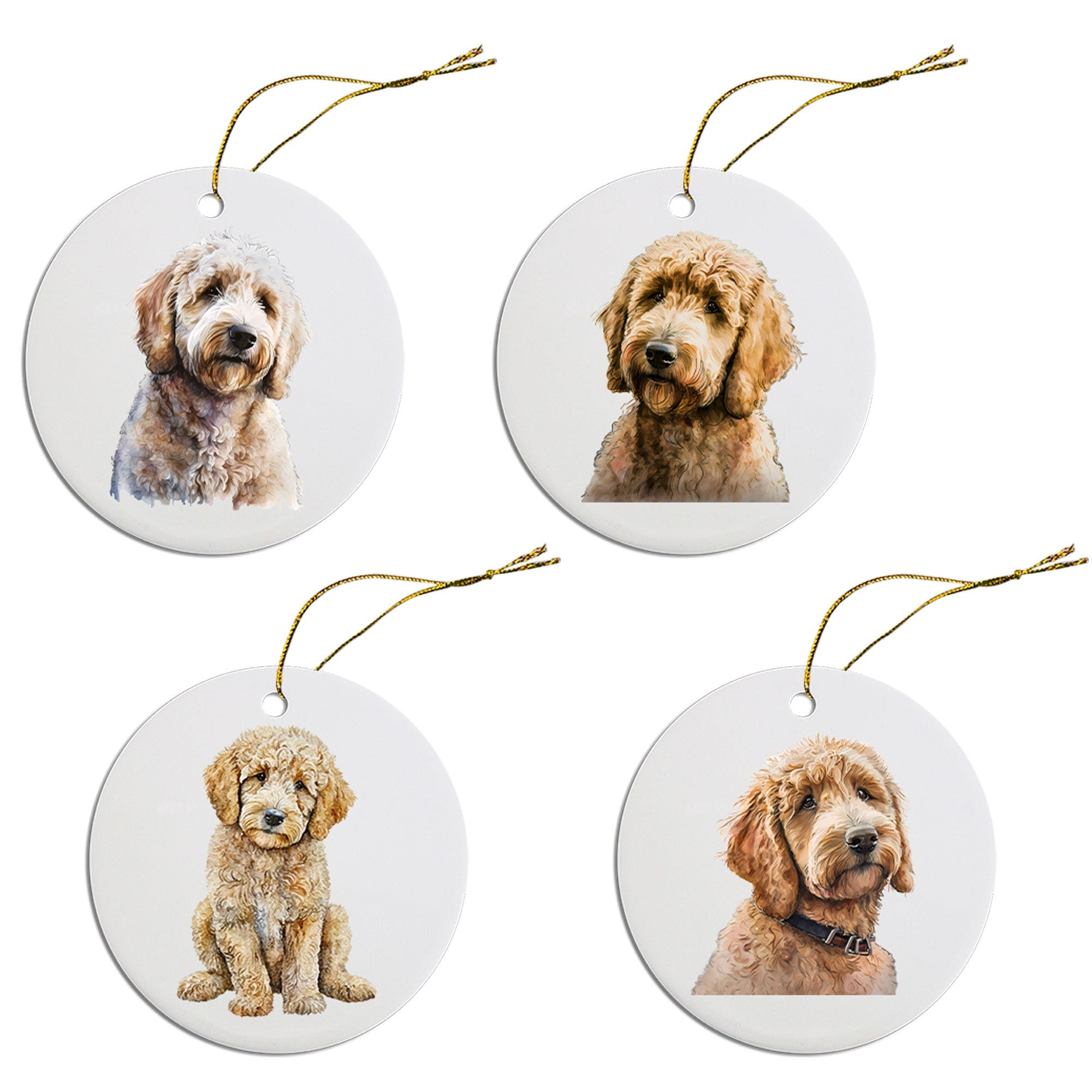Dog Breed Specific Round Christmas Ornament, &quot;Goldendoodle&quot;