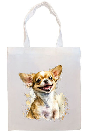 Canvas Tote Bag, Zippered With Handles & Inner Pocket, "Chihuahua"