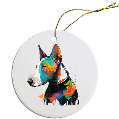 Dog Breed Specific Round Christmas Ornament, "Bull Terrier"