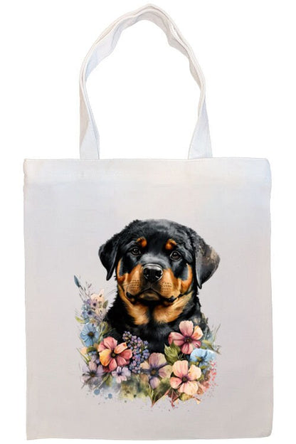 Canvas Tote Bag, Zippered With Handles & Inner Pocket, "Rottweiler"