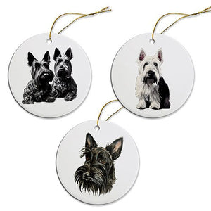 Dog Breed Specific Round Christmas Ornament, &quot;Scottish Terrier&quot;