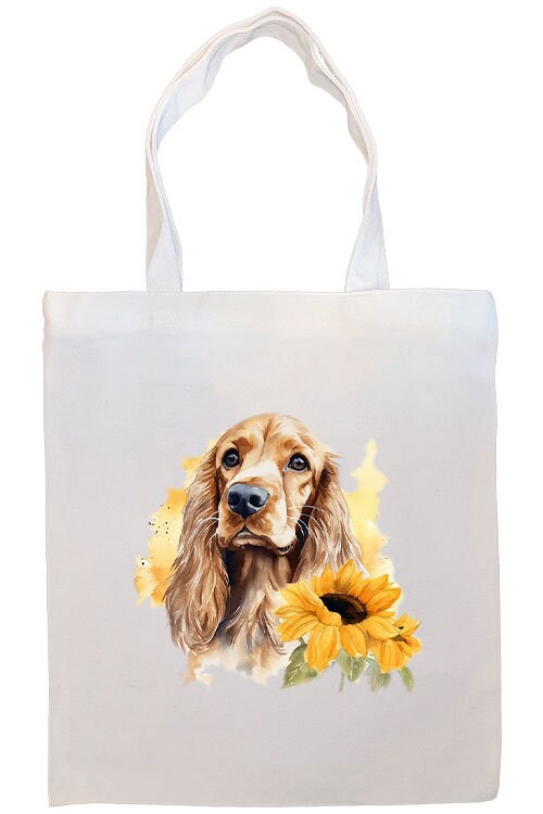 Canvas Tote Bag, Zippered With Handles & Inner Pocket, "Cocker Spaniel"