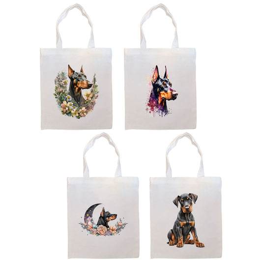 Canvas Tote Bag, Zippered With Handles & Inner Pocket, &quot;Doberman&quot;