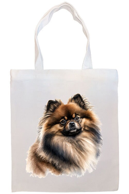 Canvas Tote Bag, Zippered With Handles & Inner Pocket, "Pomeranian"