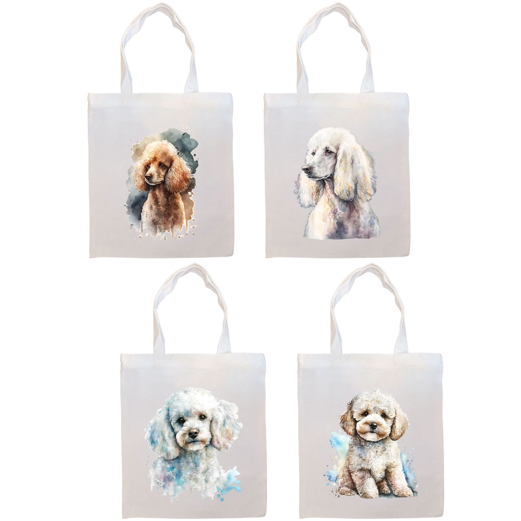 Canvas Tote Bag, Zippered With Handles & Inner Pocket, &quot;Poodle&quot;