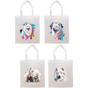 Canvas Tote Bag, Zippered With Handles & Inner Pocket, &quot;Samoyed&quot;
