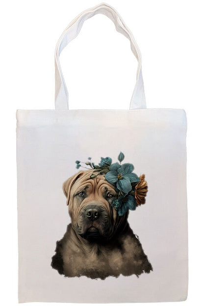 Canvas Tote Bag, Zippered With Handles & Inner Pocket, "Shar-Pei"