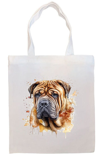 Canvas Tote Bag, Zippered With Handles & Inner Pocket, "Shar-Pei"