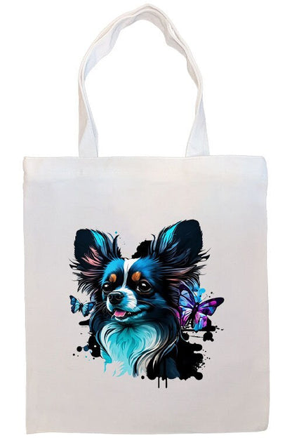 Canvas Tote Bag, Zippered With Handles & Inner Pocket, "Papillon"