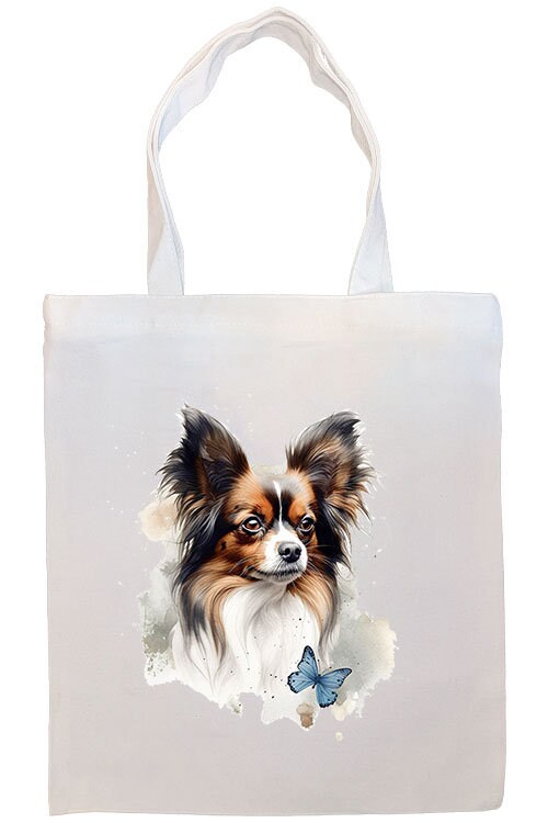 Canvas Tote Bag, Zippered With Handles & Inner Pocket, "Papillon"