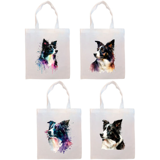 Canvas Tote Bag, Zippered With Handles & Inner Pocket, &quot;Border Collie&quot;