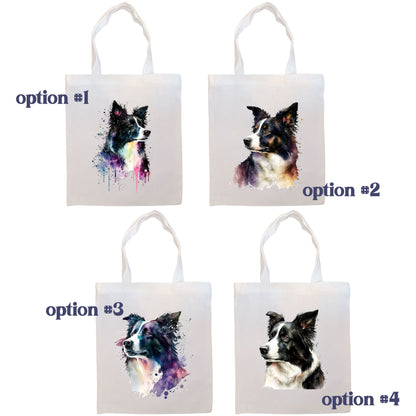 Canvas Tote Bag, Zippered With Handles & Inner Pocket, "Border Collie"