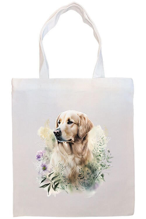 Canvas Tote Bag, Zippered With Handles & Inner Pocket, "Golden Retriever"