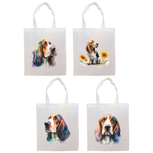 Canvas Tote Bag, Zippered With Handles & Inner Pocket, &quot;Bassett Hound&quot;