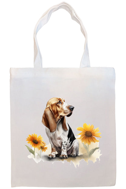 Canvas Tote Bag, Zippered With Handles & Inner Pocket, "Bassett Hound"